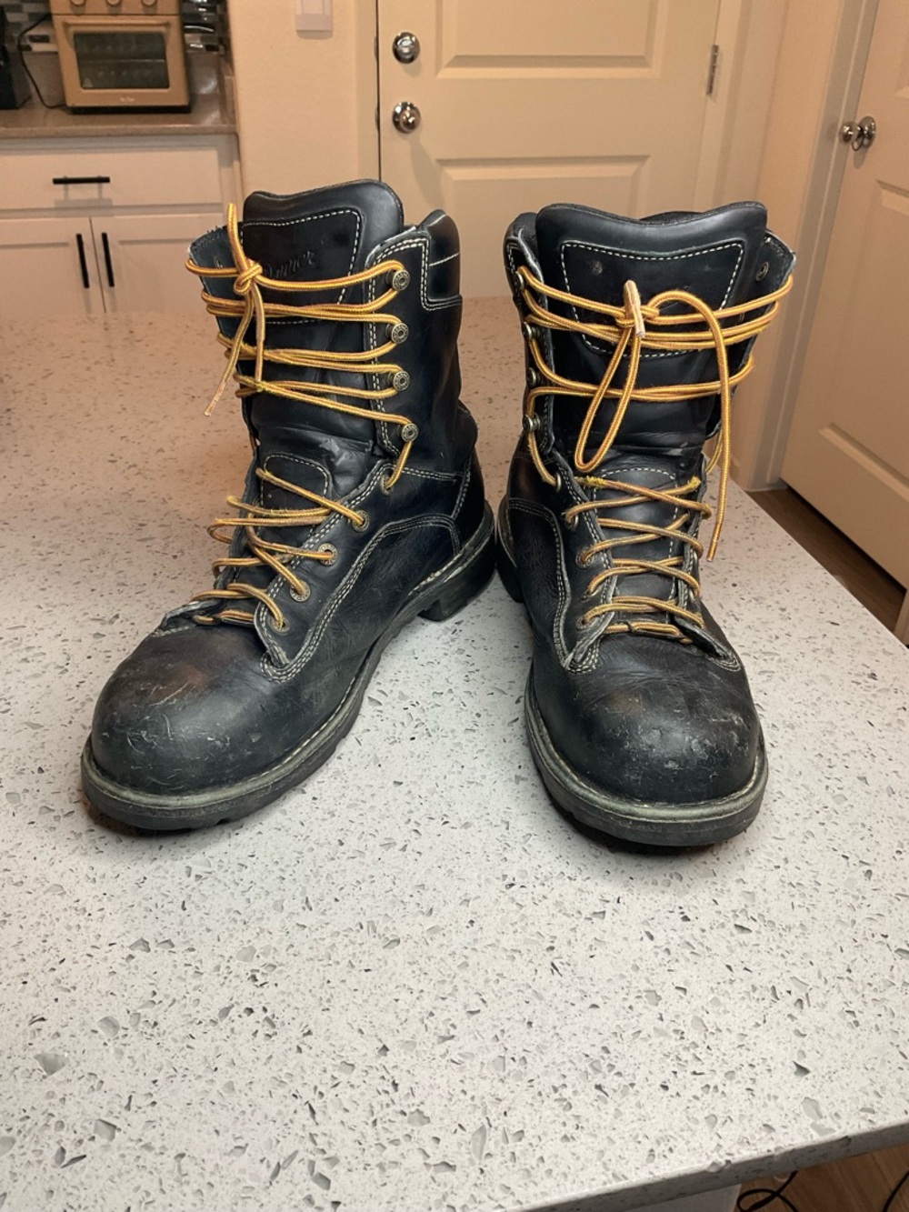 Danner Mens Quarry 8 Leather Steel Alloy Toe Work Boots Black Size 12 D 17311